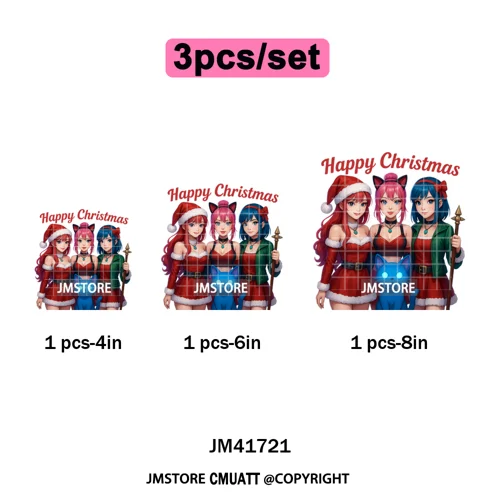 Holly Stars Gifts Happy Kpop Christmas Vibes Winter Holiday Iron on DTF Washable Transfers Stickers Ready to Press for Hoodies