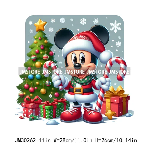 Christmas Cartoon Animal Characters Snow Holiday Santa Tree Gifts Iron On DTF Transfers Stickers Ready To Press For Sweatshirts