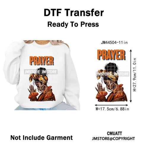 Afro Girls Prayer Jesus Faith Love Magic Christian Women Iron on Washable DTF Heat Transfers Stickers Ready to Press for Clothes