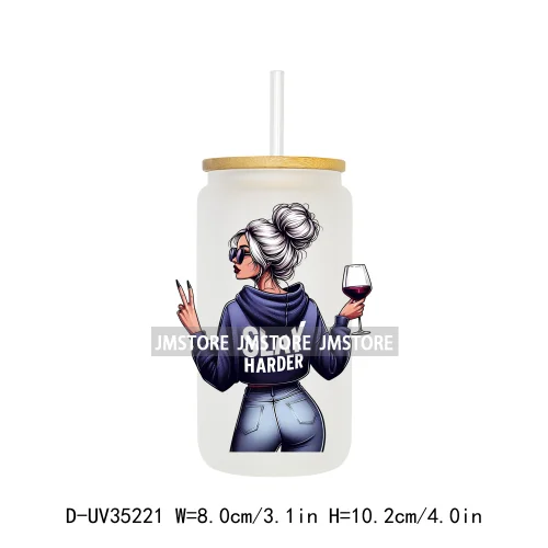 Funny Sarcastic Woman Sassy Girl UV DTF Transfer Stickers Decals Ready To Apply Waterproof For 16OZ Libbey Glass Can Cup Tumbler
