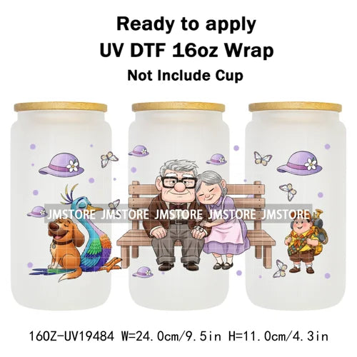 Up Gifts Balloon House Adventure Old Man 16OZ UV DTF Cup Wraps Ready To Apply Waterproof Transfer Stickers For Libbey Glass Can