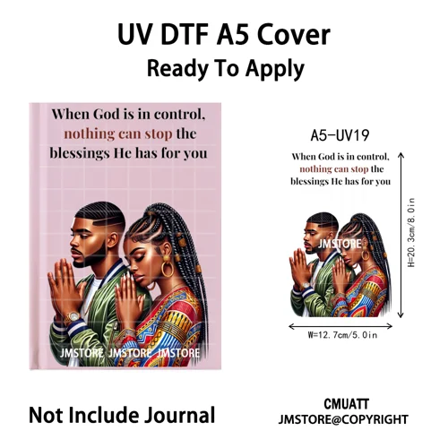 Christian Black Girl Praying Faith UV DTF Notebook Cover Decals Ready To Apply Durable Transfer Stickers For A5 Journal Cover