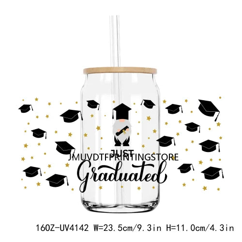 Senior Class Of 2024 UV DTF Sticker For 16OZ Libbey Glass Cup Can High School Graduation Wrap Transfer Sticker Custom DIY Logo