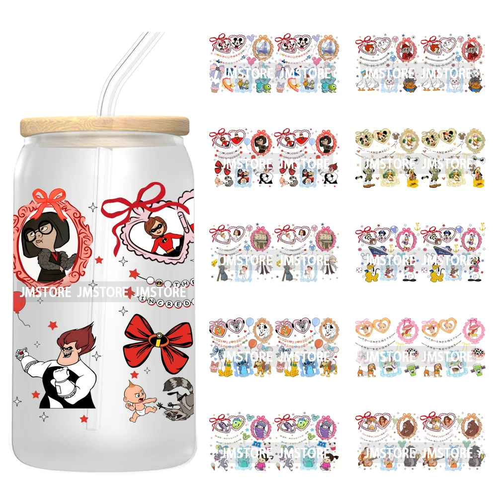 Magical Mirror Cartoon Coquette Bow 16OZ UV DTF Cup Wraps Ready To Apply Waterproof Transfer Stickers For Libbey Glass Can Mugs