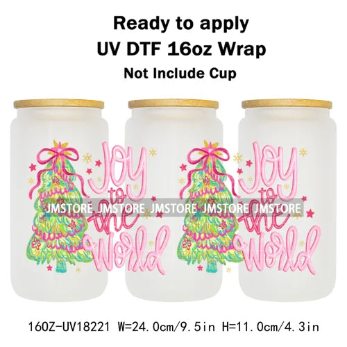 Holly Jolly Christmas Jesus Christian UV DTF Stickers Ready To Apply Cup Wrap Custom Labels DIY Craft For Libbey Glass Can Mugs
