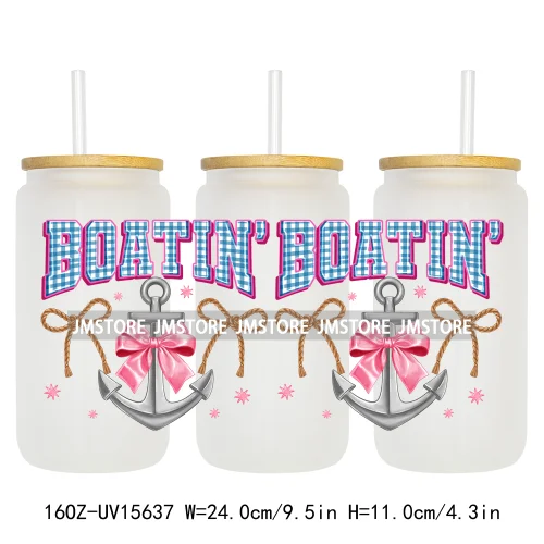 Coquette Bow Florida Softgirl Summer Trip  UV DTF Wraps Transfer Sticker Custom High Quality For 16OZ Libbey Glass Can Tumbler