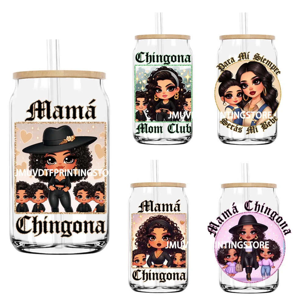 Chingona Mom Club UV DTF Transfers Stickers Decals For Libbey Cold Cups Mugs Tumbler Waterproof DIY Craft Happy Mother's Day