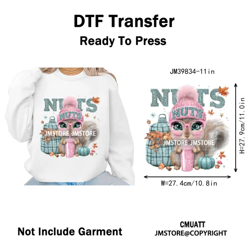 Pink Sweater Hat Coffee Girls Ghost Animal Pumpkin Halloween Iron on DTF Washable Transfers Stickers Ready to Press for Textile