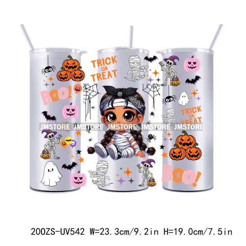 Latina Baby Halloween Pumpkin 20OZ Straight Skinny Tumbler Wrap UV DTF Cup Wraps Custom Labels Transfer Sticker Waterproof Logo