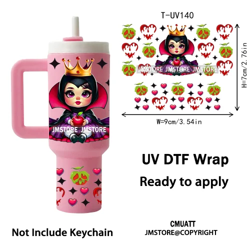 Princess Cartoon Queen Heart Wholesale Bulk UV DTF Wraps Ready To Apply Transfer Stickers Waterproof For Mini Tumbler Keychain