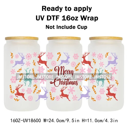 Ghost Santa Christmas Gingerbread Xmas UV DTF Stickers Ready To Apply Cup Wrap Custom Labels DIY Craft For Libbey Glass Can Mugs