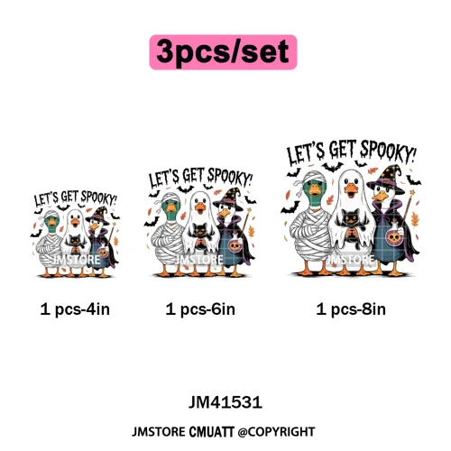 Pumpkin Leopard Spooky Ghost Moo Boo Cow Pet Halloween Bow Iron on DTF Washable Transfers Stickers Ready to Press for T-shirts