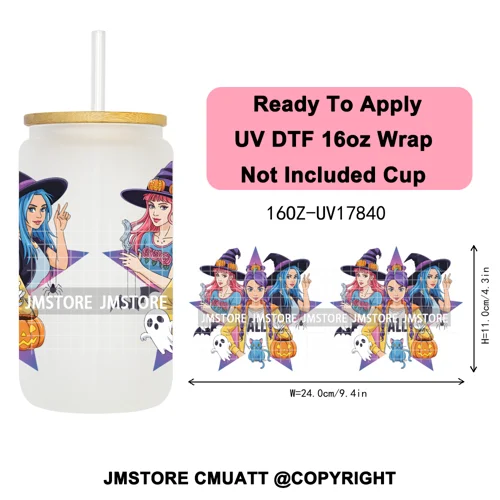 Kpop Movie Demon Hunters Boo Halloween Pumpkin Party 16OZ UV DTF Cup Wraps Ready To Apply Transfer Stickers For Libbey Glass Can