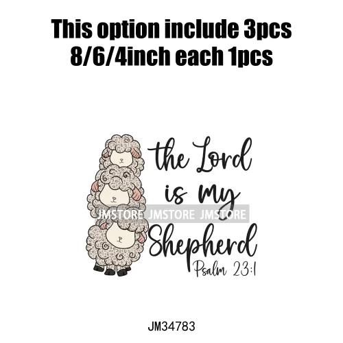 The Lord is my Shepherd Easter Christian Spring Floral Easter Bunny Bow Iron On DTF Transfer Stickers Ready To Press For Clothes