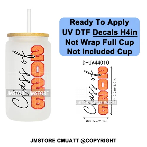 Faux Glitter Senior 2026 School UV DTF Decals Ready To Apply Waterproof Transfer Stickers DIY Crafts For 16OZ Libbey Glass Can