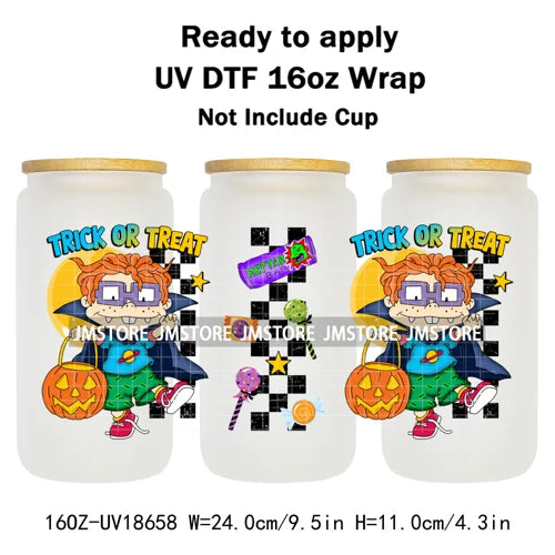 Halloween Nightmare Spooky Season 16OZ UV DTF Cup Wraps Ready To Apply Waterproof Transfer Stickers For Libbey Glass Can Tumbler