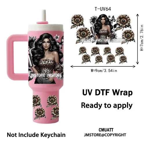 Butterfly Sunflower Girl UV DTF Mini Tumbler Keychain Wraps Ready To Press High Quality Wraps UV Stickers for Tumbler Keychain