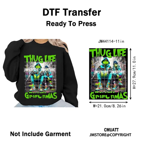 Thug Life Cartoon Movie Xmas Friends Christmas Thief Iron on Washable DTF Transfers Stickers Ready to Press for T-shirts Bags