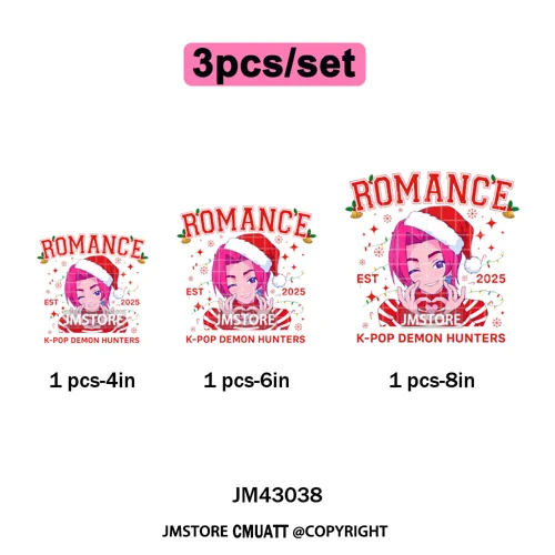 Kpop Hunters Merry Christmas Tiger Anime Lover Holiday Gift Iron on DTF Heat Transfers Stickers Ready to Press for Sweatshirts