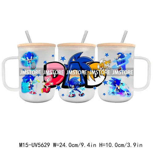 Dad Papa Cartoon Movie Character UV DTF Glass Can Wrap For 15OZ Mug Cup Transfer Stickers DIY Custom Logo Labels Father's Day