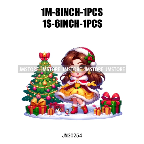 Cute Princess Red Ugly Sweater Cartoon Girls Friends Merry Christmas Iron On DTF Transfers Stickers Ready To Press For Clothing