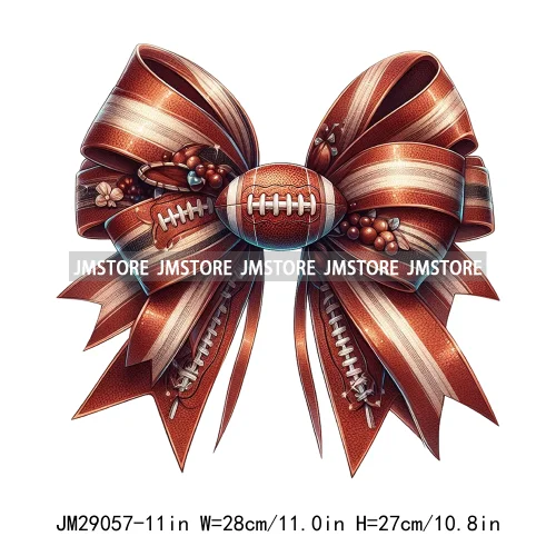 Coquette Bow Fall Football Mom Season Sports Team Thermal Printing Iron On DTF Transfer Stickers Ready To Press For T-shirts Bag