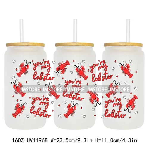 Western Puppy Cat Dog Valentines Day 16OZ UV DTF Cup Wrap Transfer Stickers Custom Labels Waterproof Logo For Libbey Glass Can