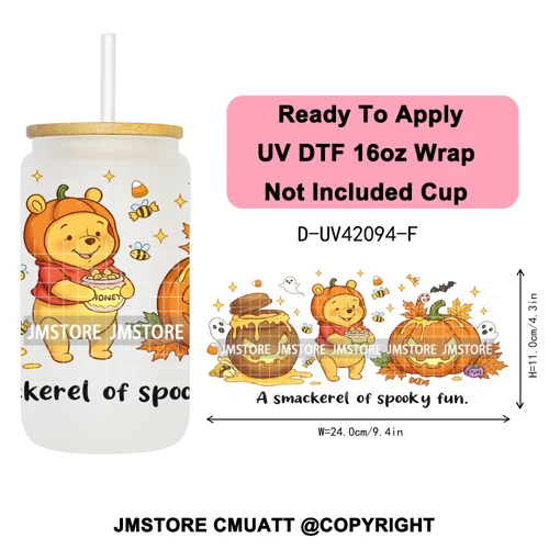 Mouse Halloween Villain Girly Cartoon Princess 16OZ UV DTF Cup Wraps Ready To Apply Transfer Stickers For Libbey Glass Can Mugs