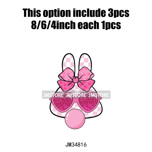 Floral Pink Toile Chinoiserie Coquette Bunny Spring Easter Iron On DTF Heat Transfers Stickers Ready To Press For T-shirts Bags