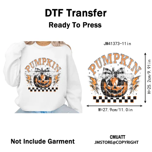 Preppy Coquette Halloween Floral Fall Pumpkin Spooky Season Iron on Washable DTF Transfers Stickers Ready to Press for Clothing