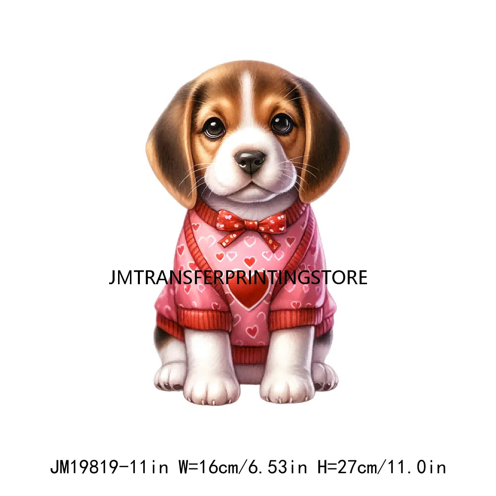 Love Cute Dog Puppy Valentine's Day Animal Iron On DTF Transfers Ready To Press For Clothes