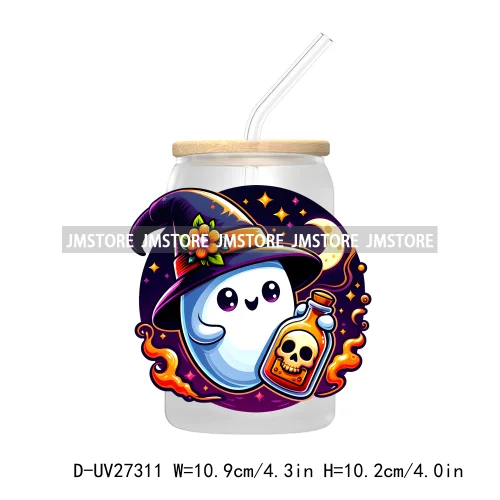 Spooky Ghost Halloween Autumn Pumpkin Season UV DTF Transfer Stickers Decals For Libbey Cold Cups Mugs Tumbler Black Cats Boo