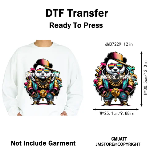 12in Cool Jungle King Beats Graffiti Hip Hop Animals Lover Iron on DTF Thermal Transfers Stickers Ready to Press for T-shirts