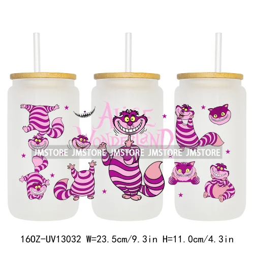 Cartoon Princess In Wonderland UV DTF Wraps Transfer Sticker Ready To Apply Waterproof Logo For 16OZ Libbey Glass Can Tumbler