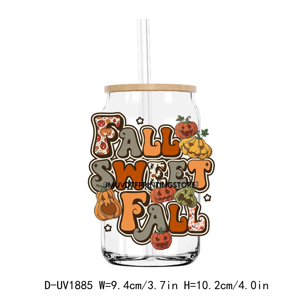 Cozy Pumpkin Sesaon Fall Vibes Leaves UV DTF Transfers Stickers Decals For Libbey Cold Cups Mugs Tumbler Waterproof DIY Craft