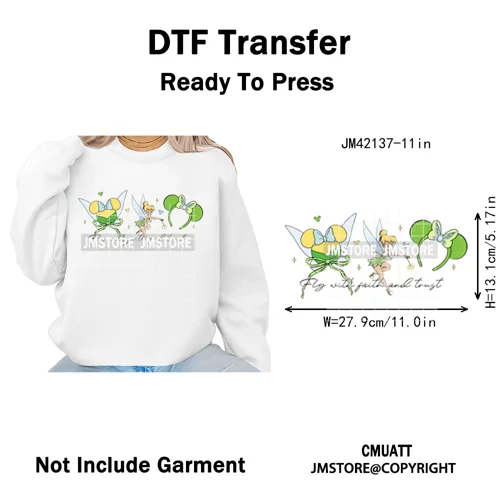 Colorful Mouse Headbands Cartoon Animal Princess Character Iron on DTF Washable Transfers Stickers Ready to Press for Clothes