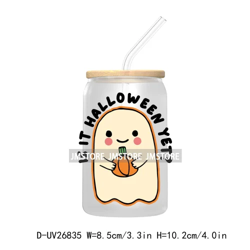 Spooky Halloween Book Club 16OZ UV DTF Cup Wrap Transfer Stickers Custom Labels Waterproof Logo For Libbey Glass Can Fall Season