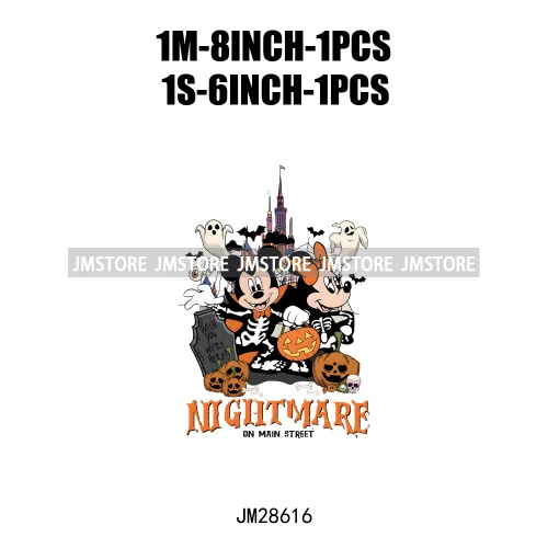 Happy Halloween Cartoon Animal Character Spooky Vibes Trick Or Treat Iron On DTF Transfer Stickers Ready To Press For Sweatshirt