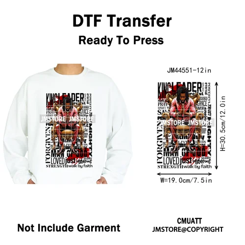 Bible Inspirational Quotes Black Prayer Men of God Religious Iron on Washable DTF Transfers Stickers Ready to Press for Textiles