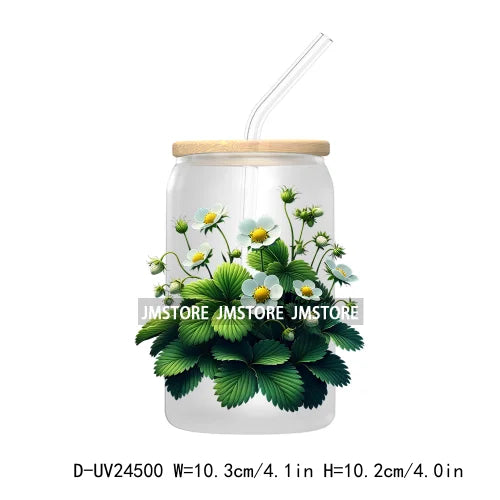 Wild Floral Strawberry With Leaves Fruit UV DTF Transfers Stickers Decals For Libbey Cold Cups Mugs Tumbler Waterproof DIY Craft