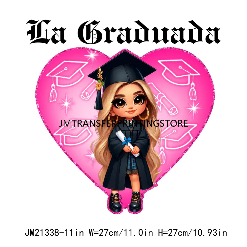 Chicana Chola Educated Latina Graduation Girl Mexican Culture Iron On Stickers Chingona y con Diploma DTF Transfers For Garment