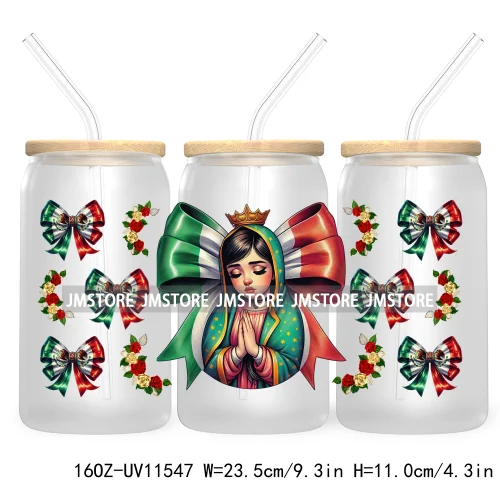 Our Lady Of Guadalupe Manana Mexican Culture UV DTF Sticker For 16OZ Libbey Glass Cup Can Wrap Transfer Stickers Custom Labels