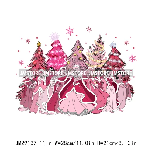 Cartoon Princess Jolly Tis The Season Christmas Party Best Day Ever Iron On DTF Transfers Stickers Ready To Press For T-shirts