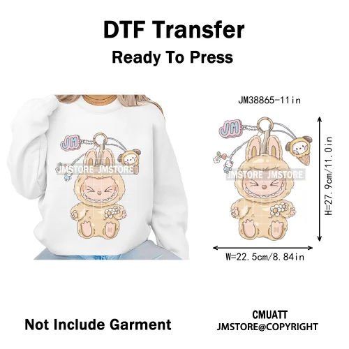 Cartoon Princess Girly Flowers Checkered Doll Characters Iron on DTF Washable Heat Transfer Stickers Ready to Press for Clothing