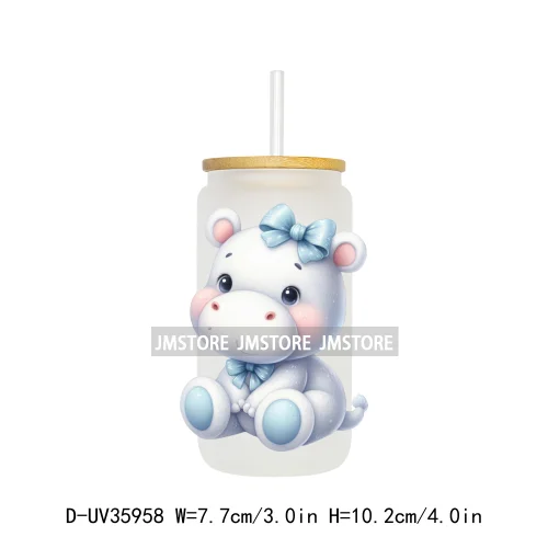 Coquette Bow Cute Animals UV DTF Transfer Stickers Decals Ready To Apply Waterproof Print For 16OZ Libbey Glass Can Cups Tumbler