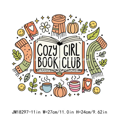 Coffee And Books Cozy Girl Book Club Good Thinking Quotes Iron On DTF Transfers Printing Stickers Ready To Press For Clothing