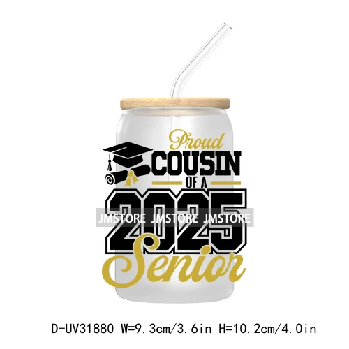 Proud Family Of 2025 Graduate Senior UV DTF Transfer Stickers Decals For Libbey Cold Cups Mugs Tumbler Waterproof Class Of 2025