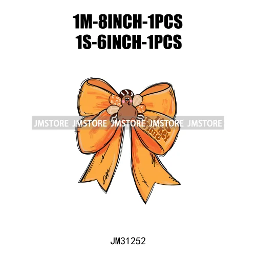 Thanksgiving Coquette Bow Pumpkin Cute Turkey Quotes Give Thanks Jesus Iron On DTF Transfers Stickers Ready To Press For Shirts