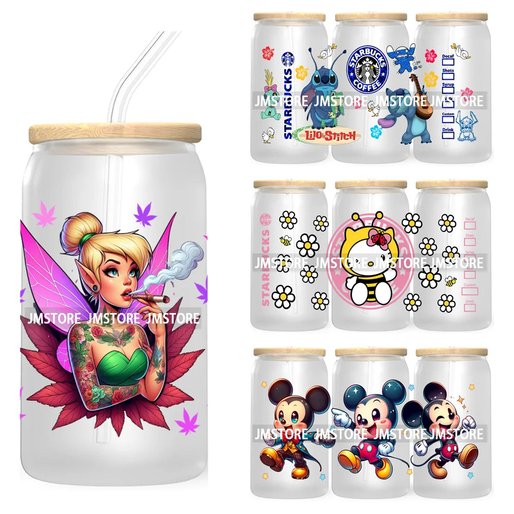 Cartoon Mouse Princess Friends 16OZ UV DTF Cup Wrap Transfers Stickers For Libbey Glass Can Cups Tumbler Waterproof Craft