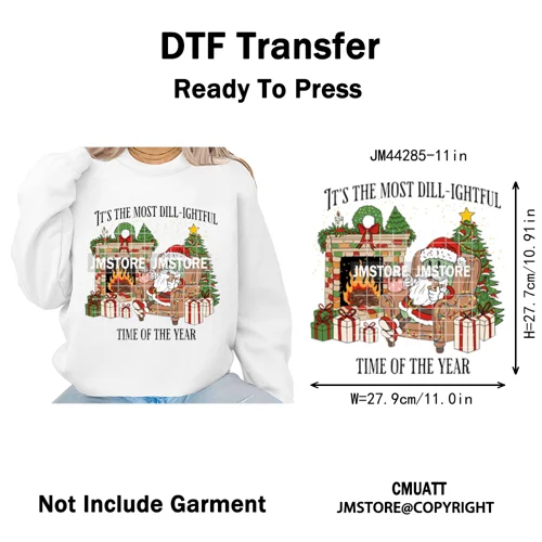 Merry Pickles Christmas Xmas Cucumber Holiday Santa Iron on Washable DTF Heat Transfer Stickers Ready to Press for T-shirts Bags